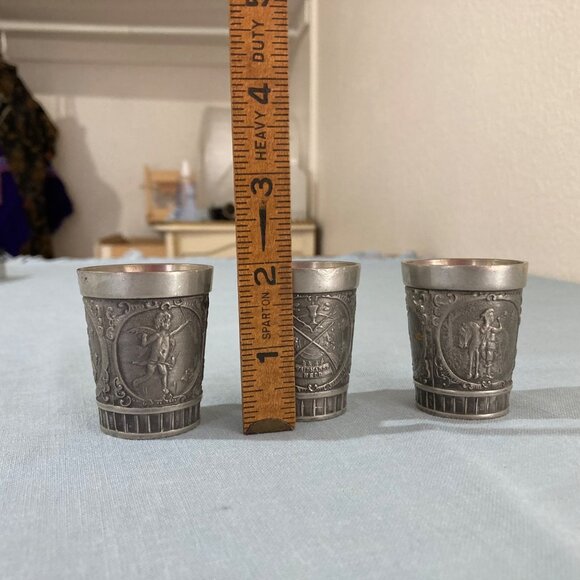 Set of 3 Grenningloh Pewter Waidmanns Heil (Hunters Hail) Shot Glasses - Picture 5 of 5